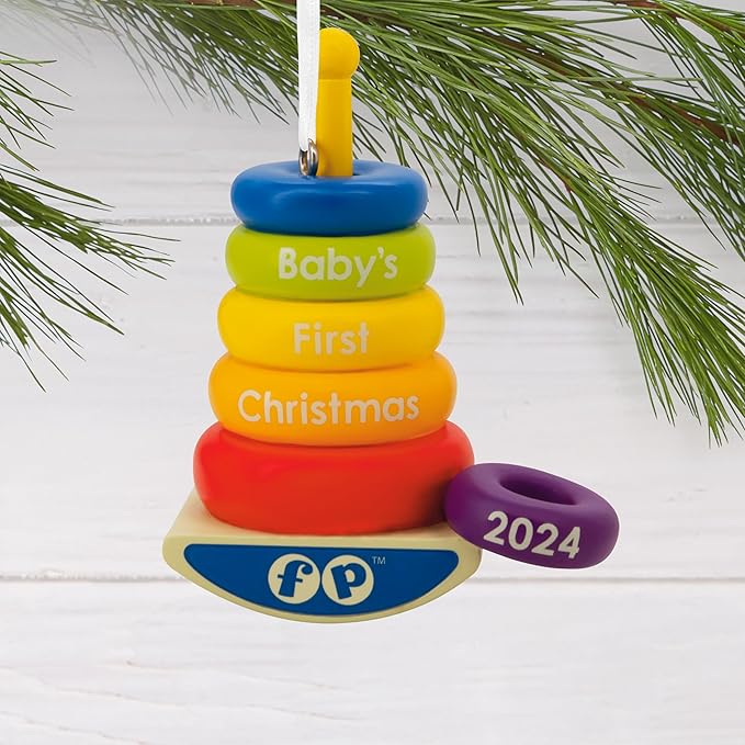 Hallmark Fisher-Price Rock-A-Stack Baby's 1st Christmas 2024 Christmas Ornament