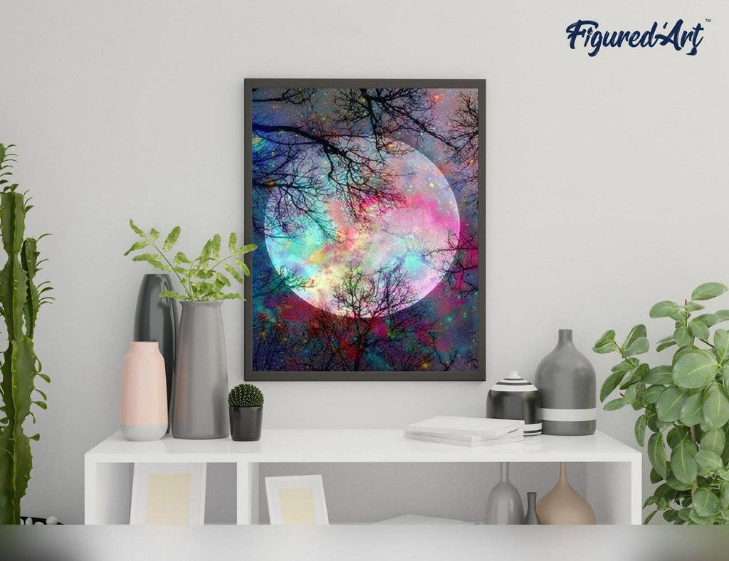 Figured'Art - Paint by numbers - Full Moon with colorful reflections