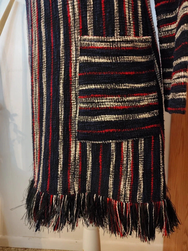 BCBGMaxazria Striped Fringe Tunic Dress XXS