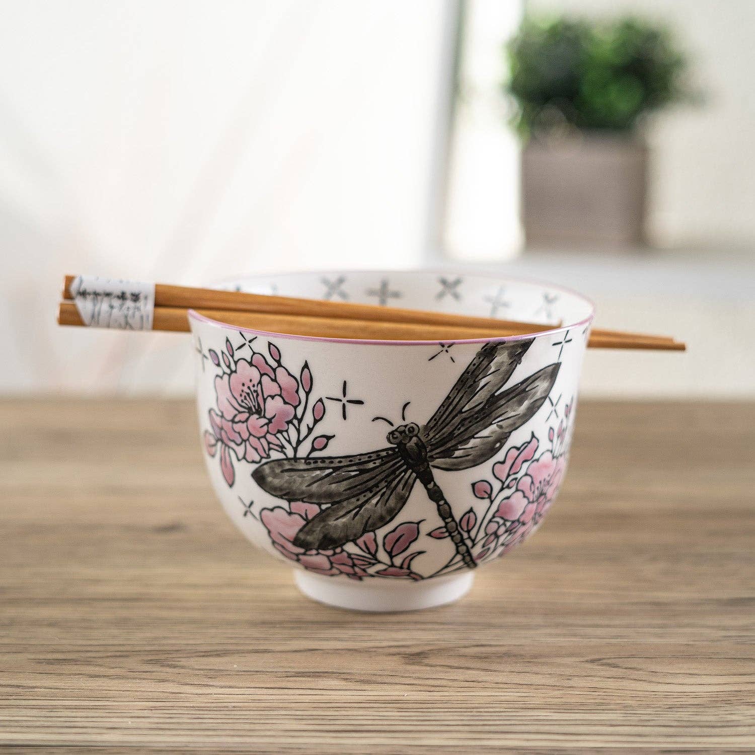 Urban Tokyo - 18oz 5"D Donburi Bowl With Chopsticks Set Dragonfly