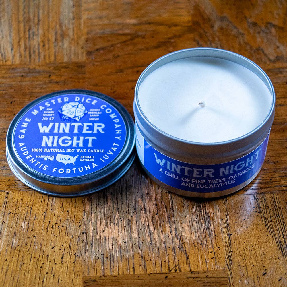 Game Master Dice - Winter Night Gaming Candle
