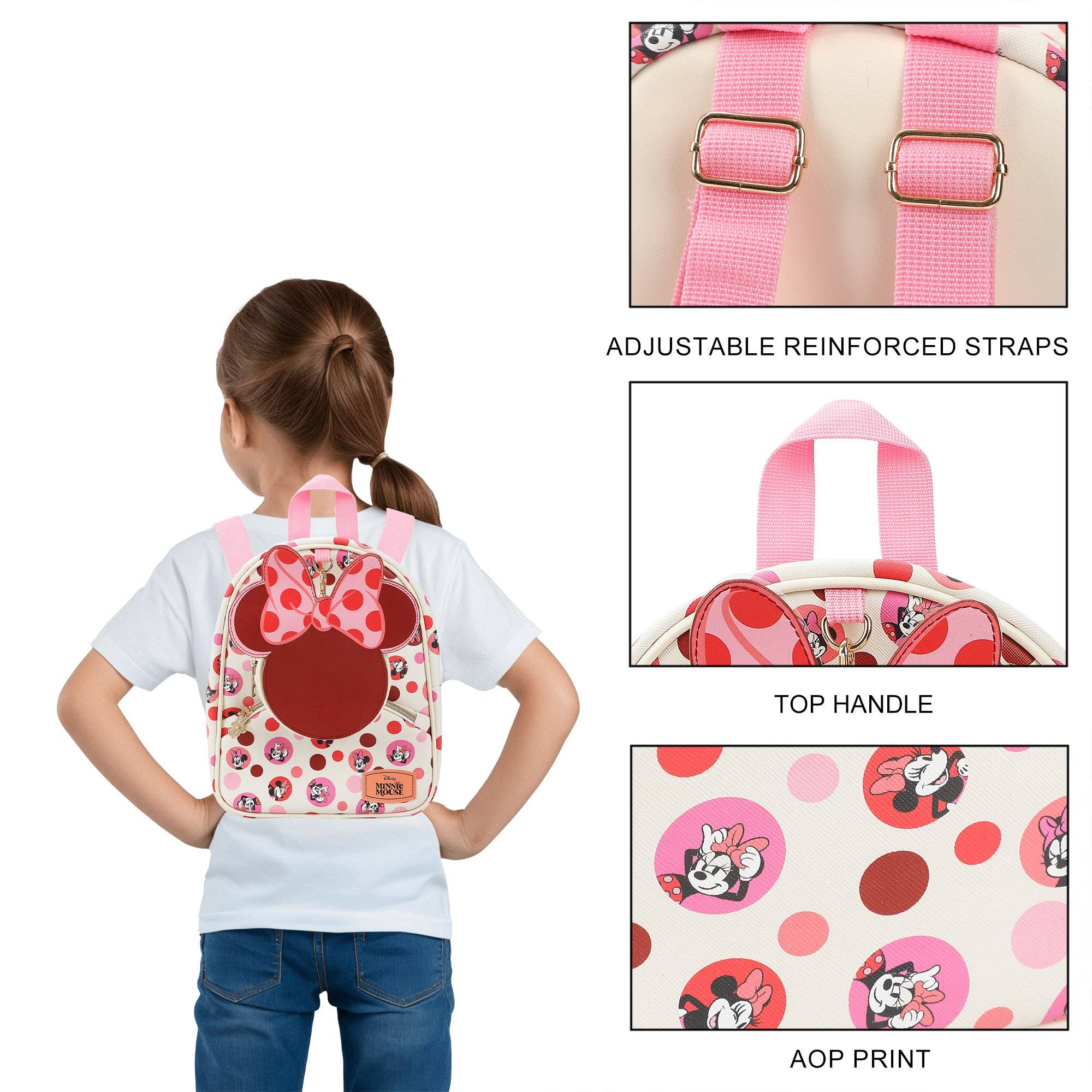 Bioworld Merchandising - Disney Minnie Mouse Ears & Bow White 10.5" Mini PU Backpack for girls