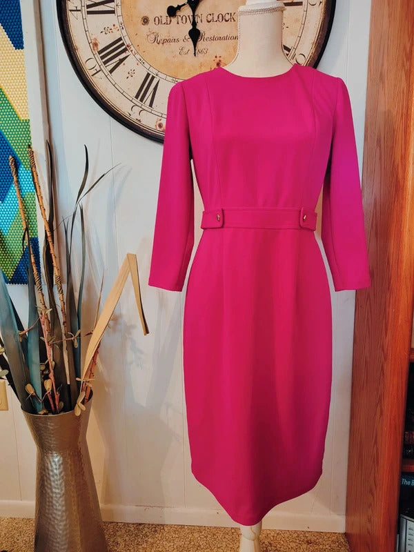 London Times Hot Pink Sheath Dress | Size 6