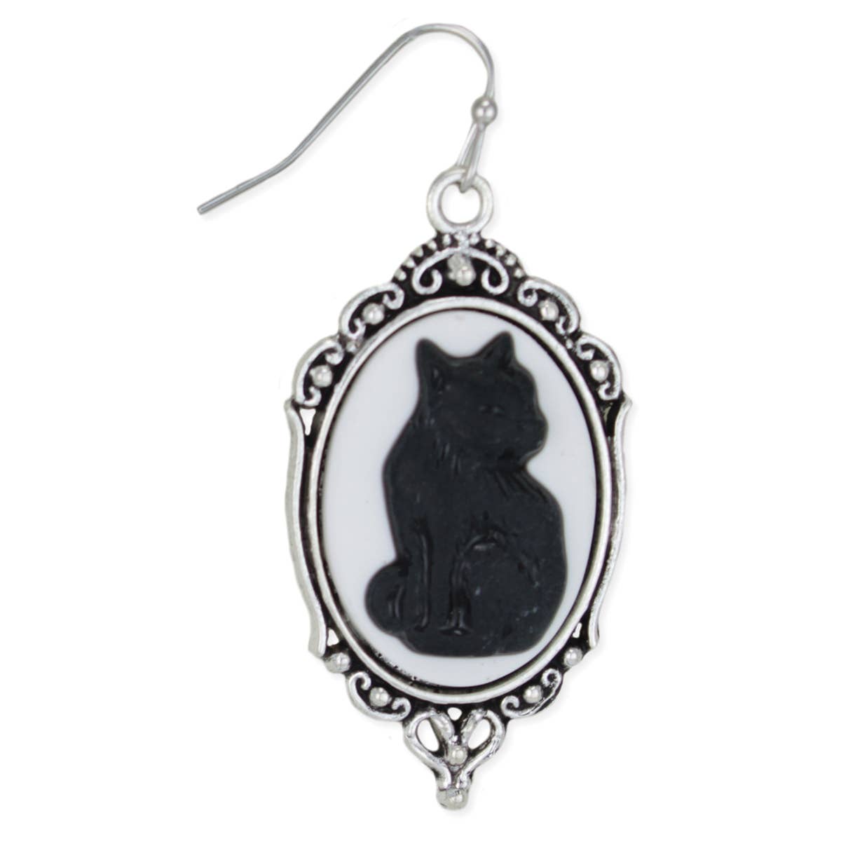 ZAD - Purrfection Cat Cameo Silver Earrings