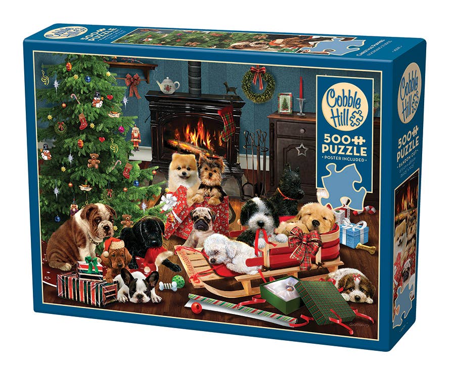Outset Games and Cobble Hill Puzzles - Christmas Puppies 500pc puzzle