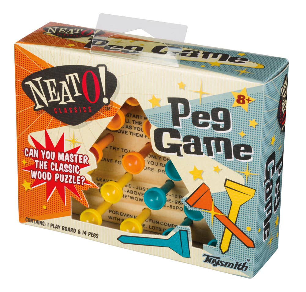 Toysmith - Neato! Classic Wooden Peg Game, Travel Size- Retro Classic