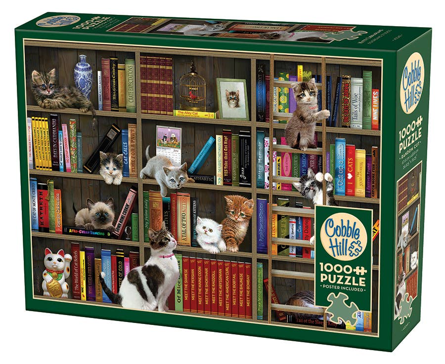 Outset Games and Cobble Hill Puzzles - Kitty Librarians 1000pc puzzle