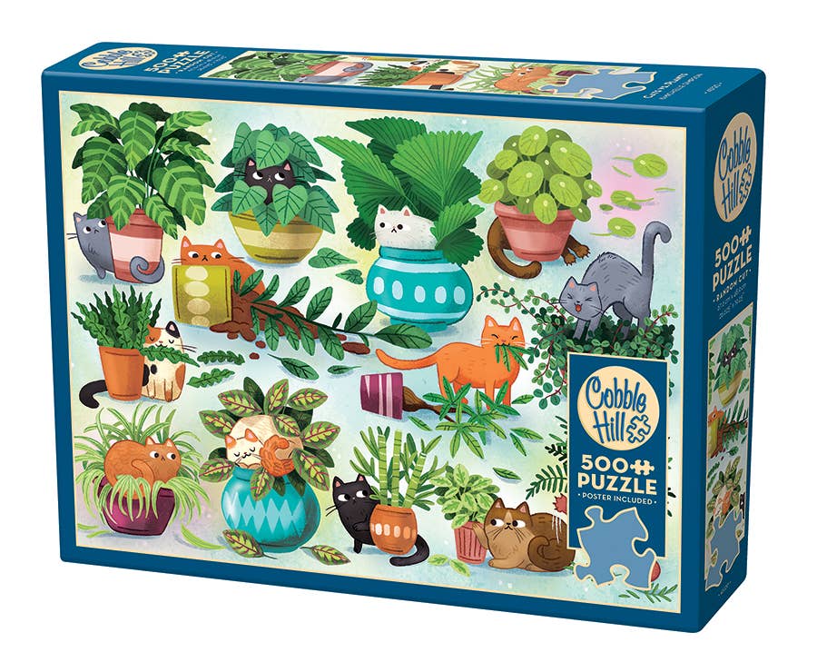 Outset Games and Cobble Hill Puzzles - Cats vs Plants 500pc puzzle