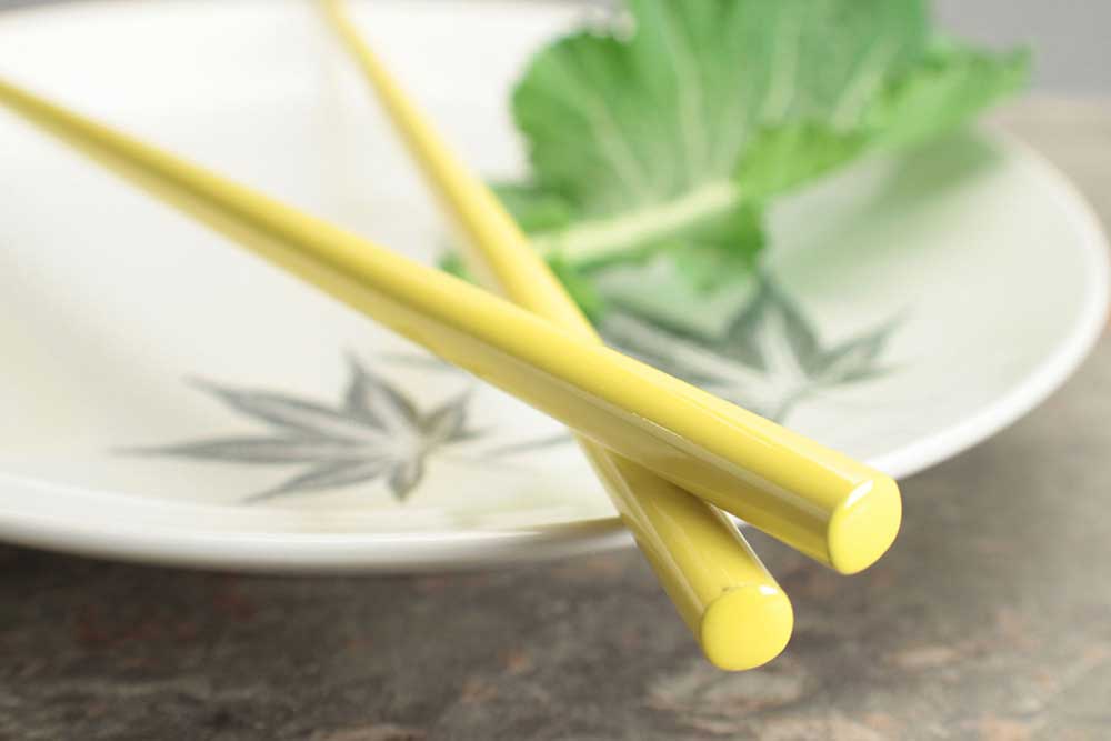 Yellow Glossy Painted Japanese Style Chopsticks