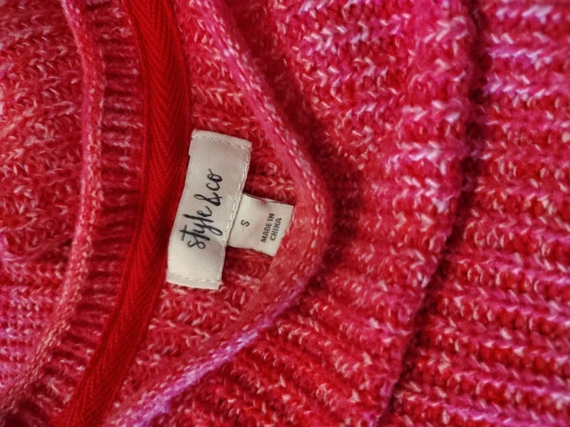 Style & Co. Dark Pink Cozy Knit Sweater Long Sleeve Size S