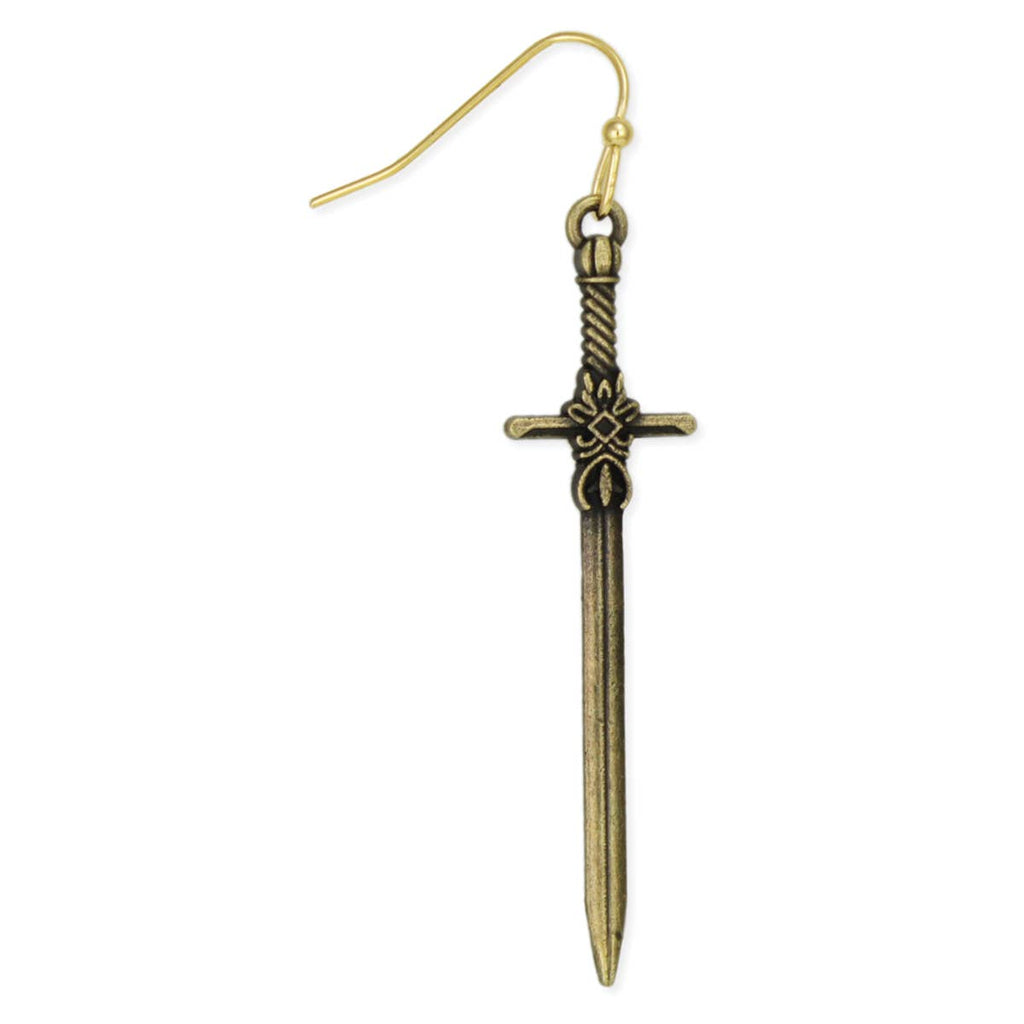 ZAD - Antiqued Gold Sword Earrings