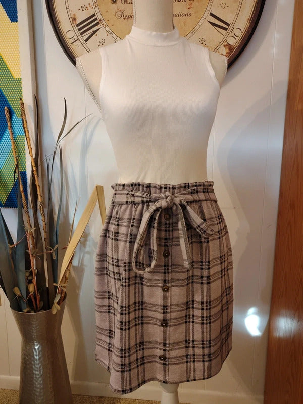 Haley and June Plaid Pink Grey White Dress size Medium