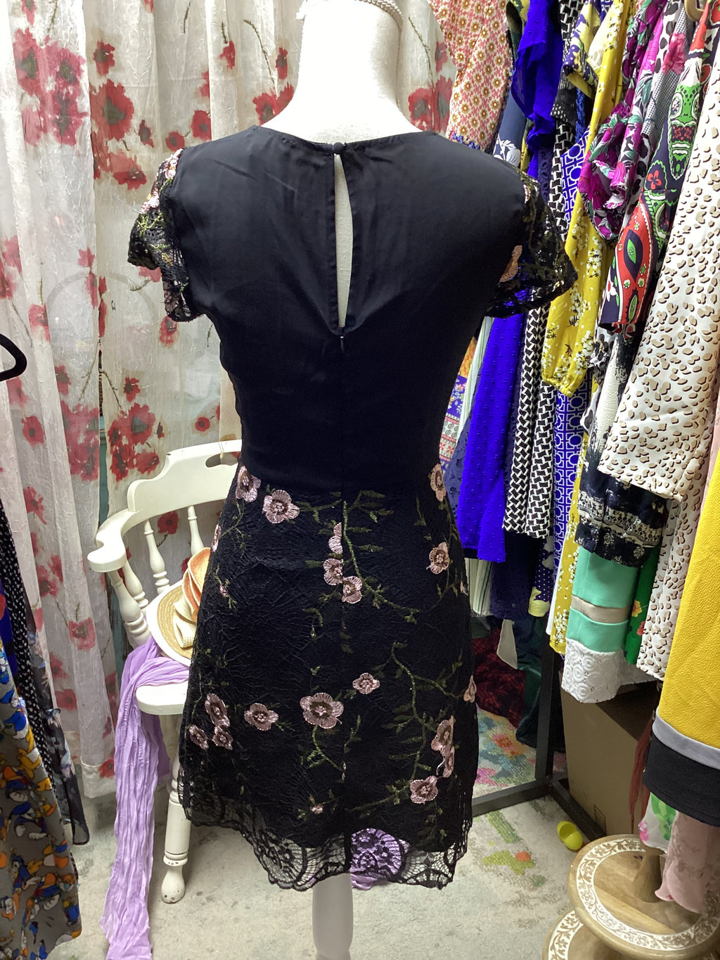 Lucyparis Black Floral Dress Size XS