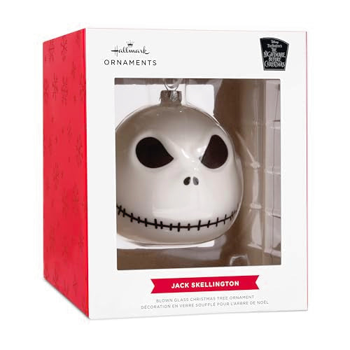 Hallmark Disney Tim Burton's The Nightmare Before Christmas Jack Skellington Christmas Ornament, Blown Glass