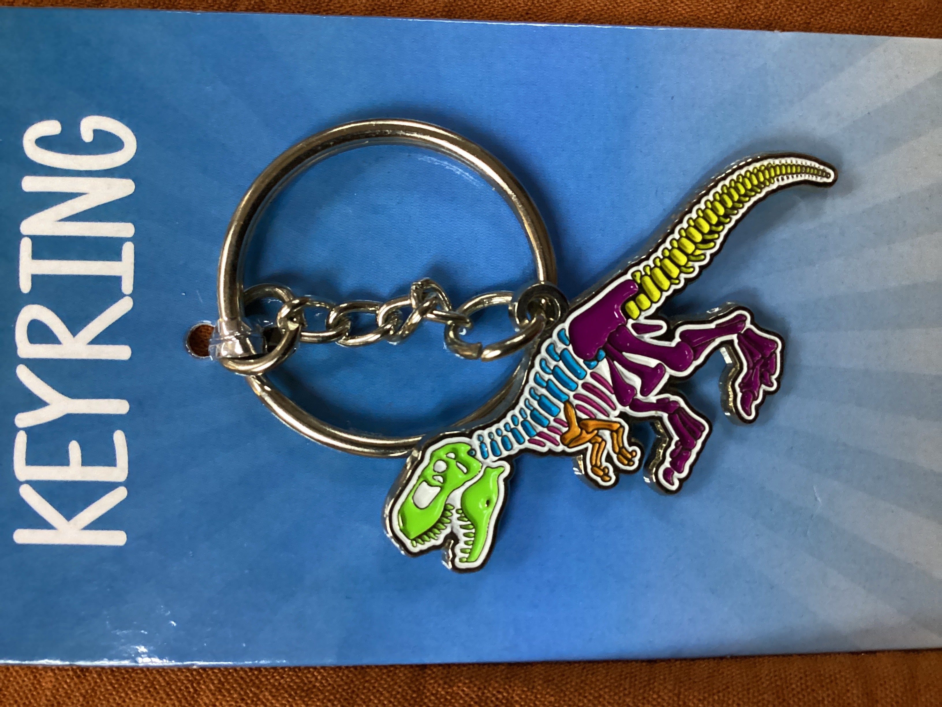 Colorful T-rex Key Ring