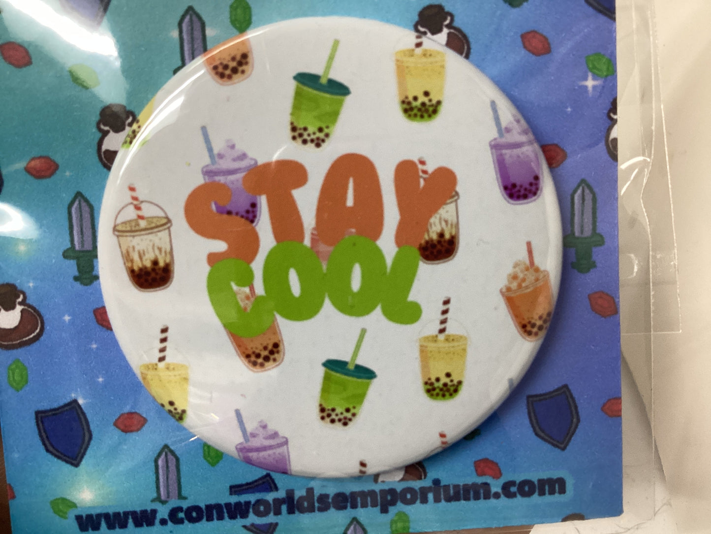 Stay Cool Boba Themed Button 1.5”