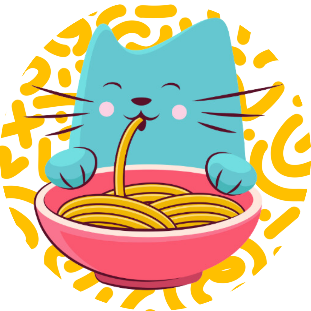 Blue Cat Slurping Ramen 1.75" Button