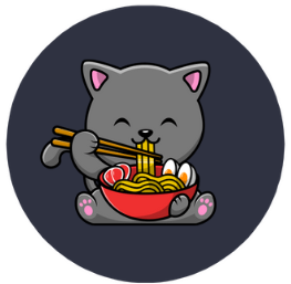 Black Cat with Ramen Button 1.75" Button