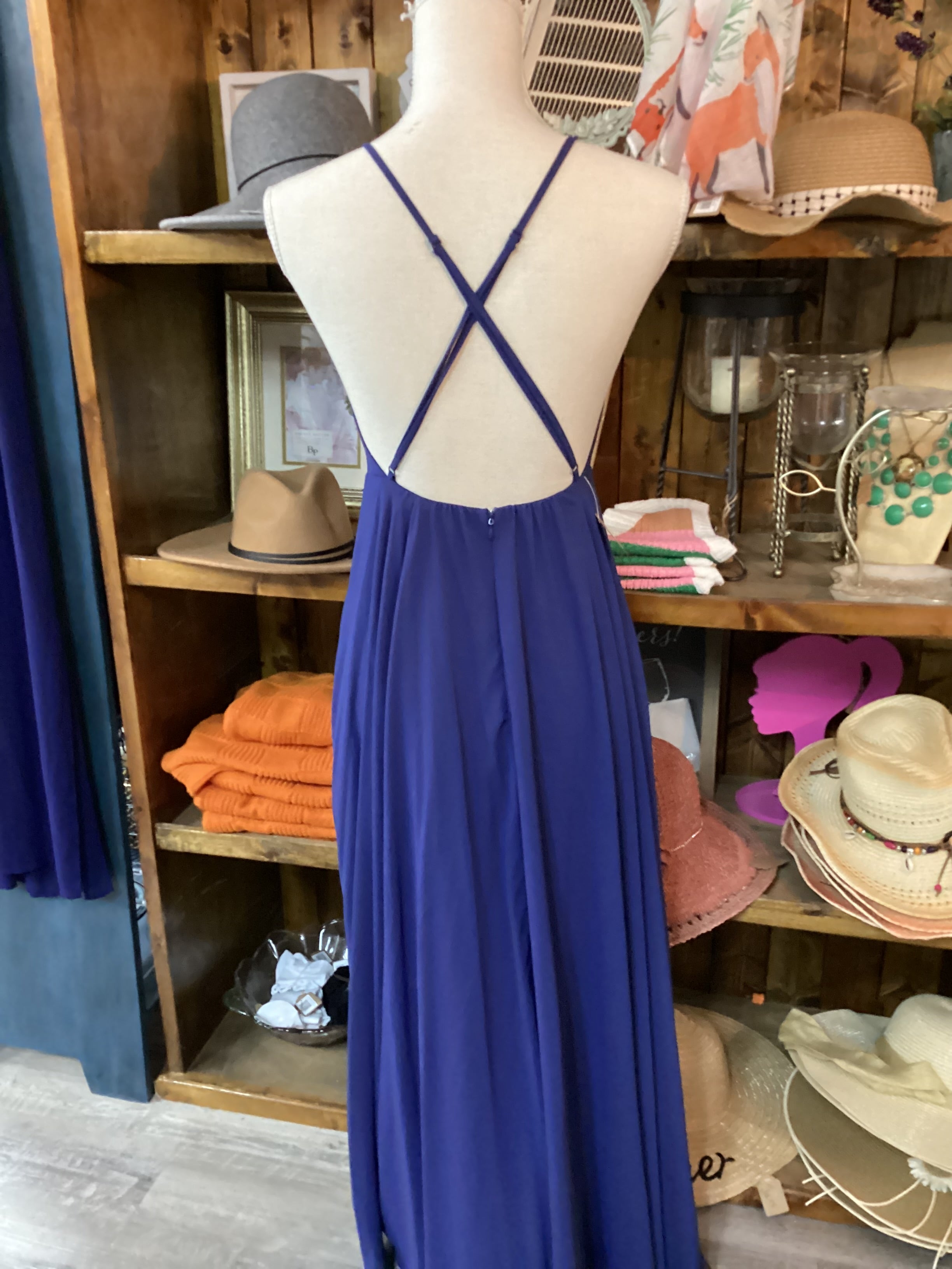 Lulus Navy Blue Spaghetti Strap Maxi Dress Size S