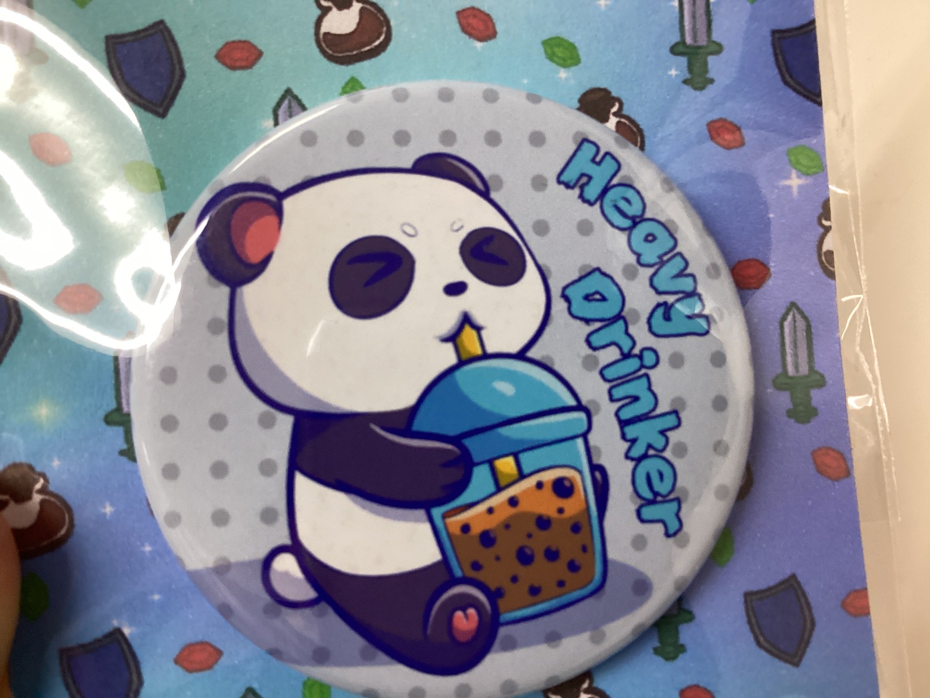 Heavy Drinker Boba & Panda 1.75" Button