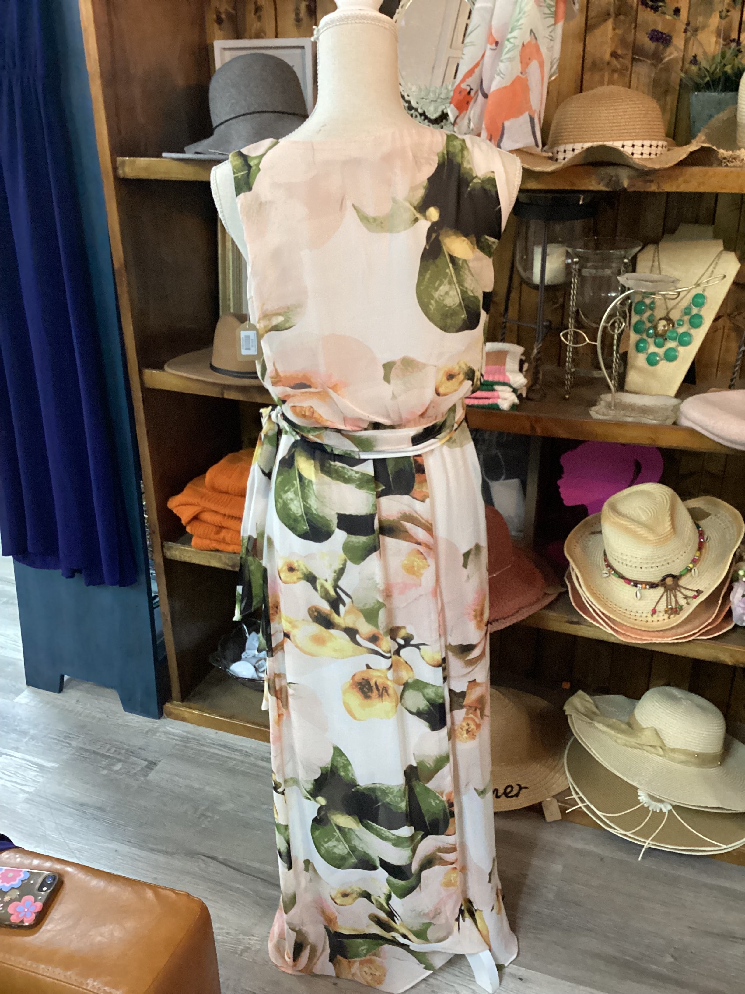 Sangria Peach Floral Maxi Dress Size 6