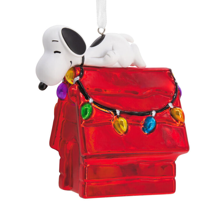 Peanuts® Snoopy on Holiday Doghouse Blown Glass Hallmark Ornament