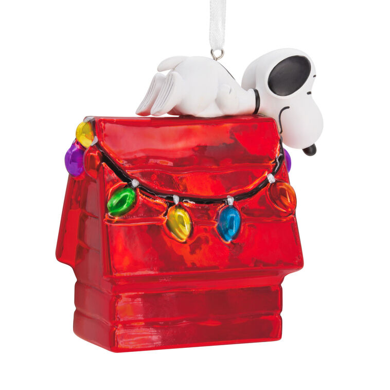 Peanuts® Snoopy on Holiday Doghouse Blown Glass Hallmark Ornament