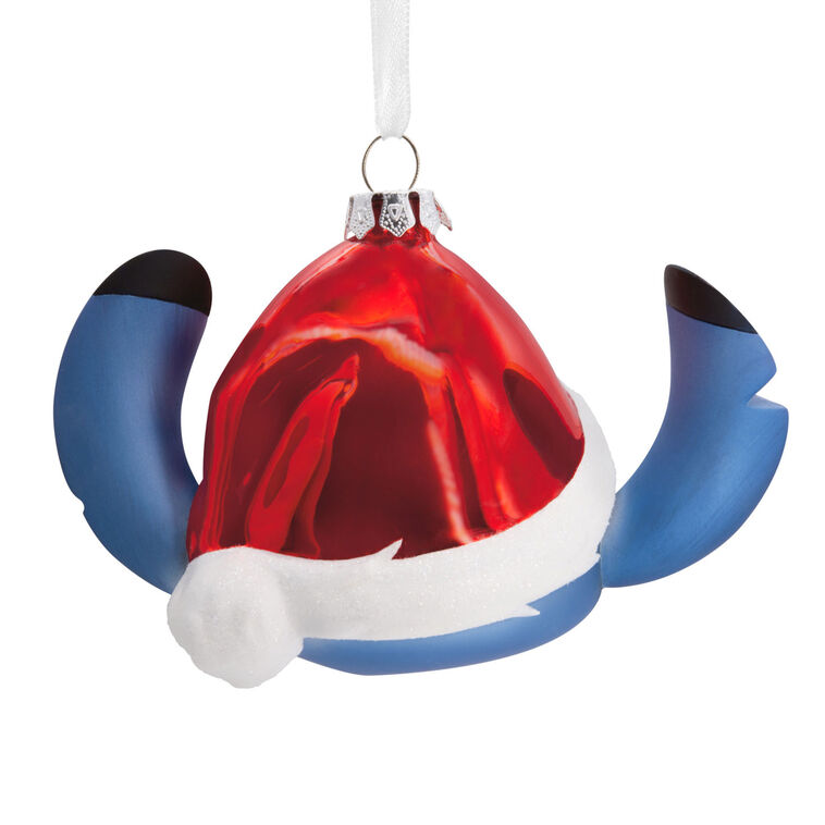 Disney Lilo & Stitch in Santa Hat Blown Glass Hallmark Ornament