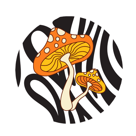 Zebra Mushroom Hippie 1.75" Button