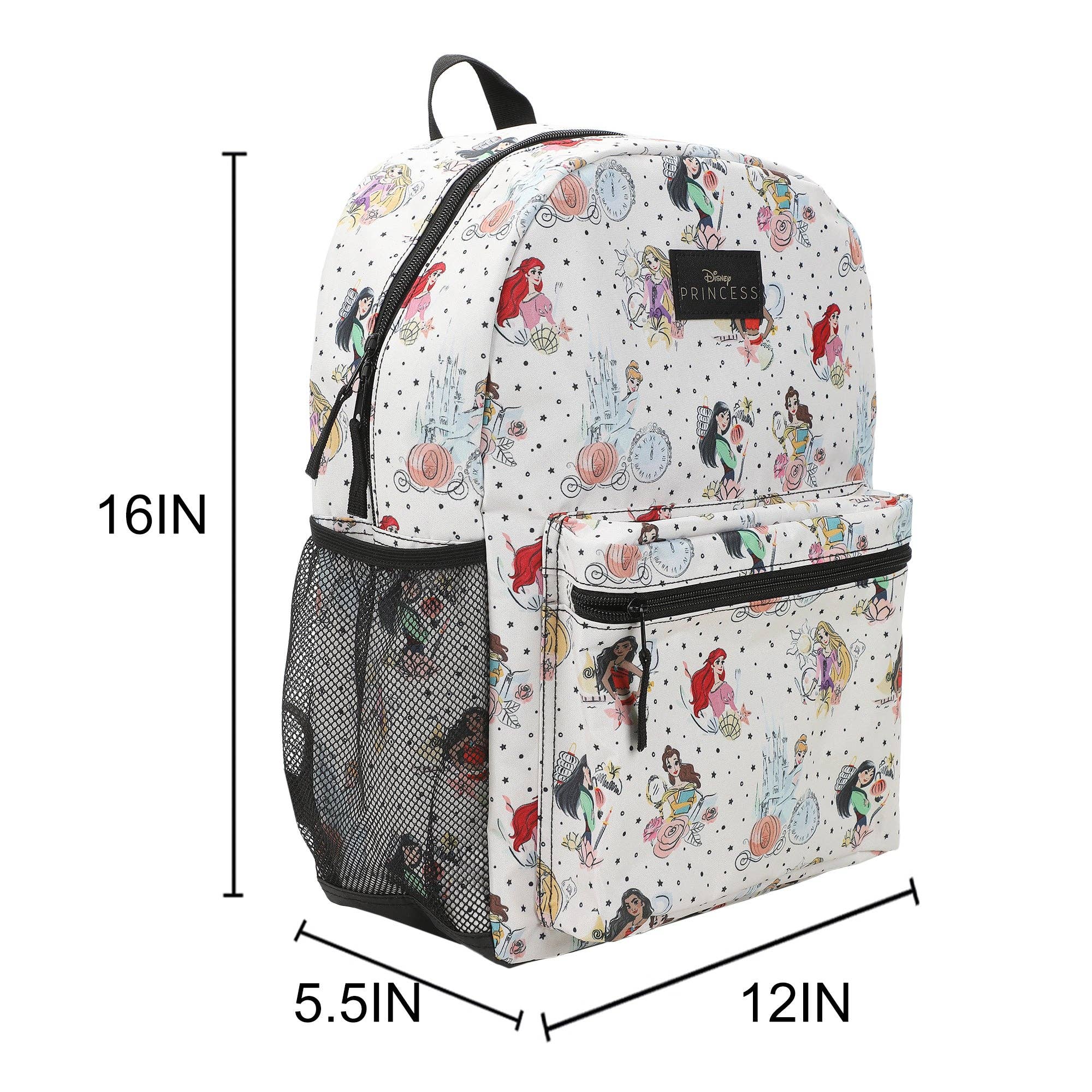 Bioworld Merchandising - Disney Princess Characters All-Over Print 16" White Backpack