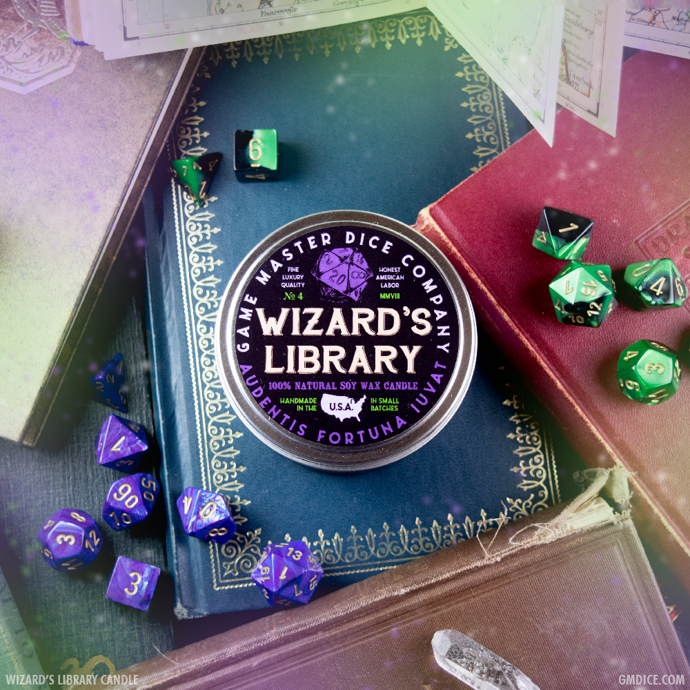 Game Master Dice - Wizard's Library Gaming Candle