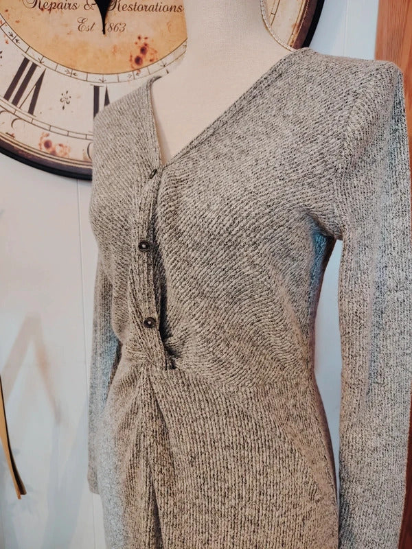 LOFT Gray Knit Long Sleeve Dress XS