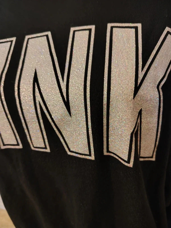 PINK by Victoria's Secret Black Glitter Sweatshirt Size Small
