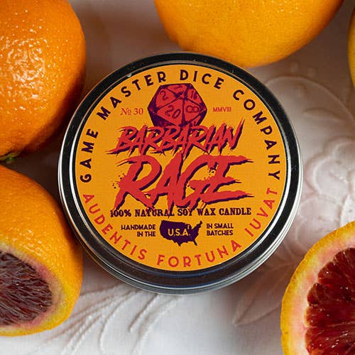 Game Master Dice - Barbarian Rage Gaming Candle
