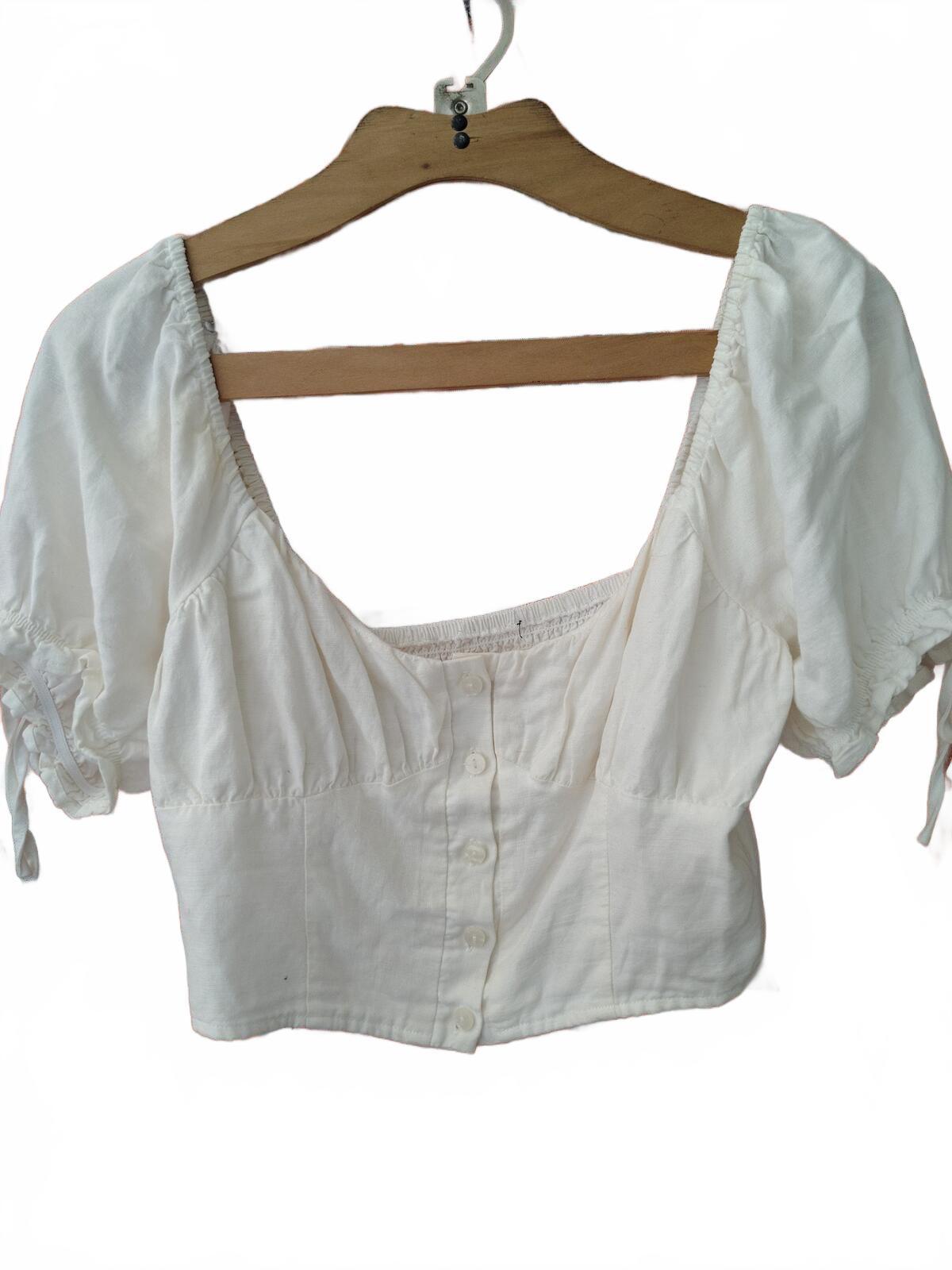 Cream colored Crop top Whimsical Cottage Core Med/Large