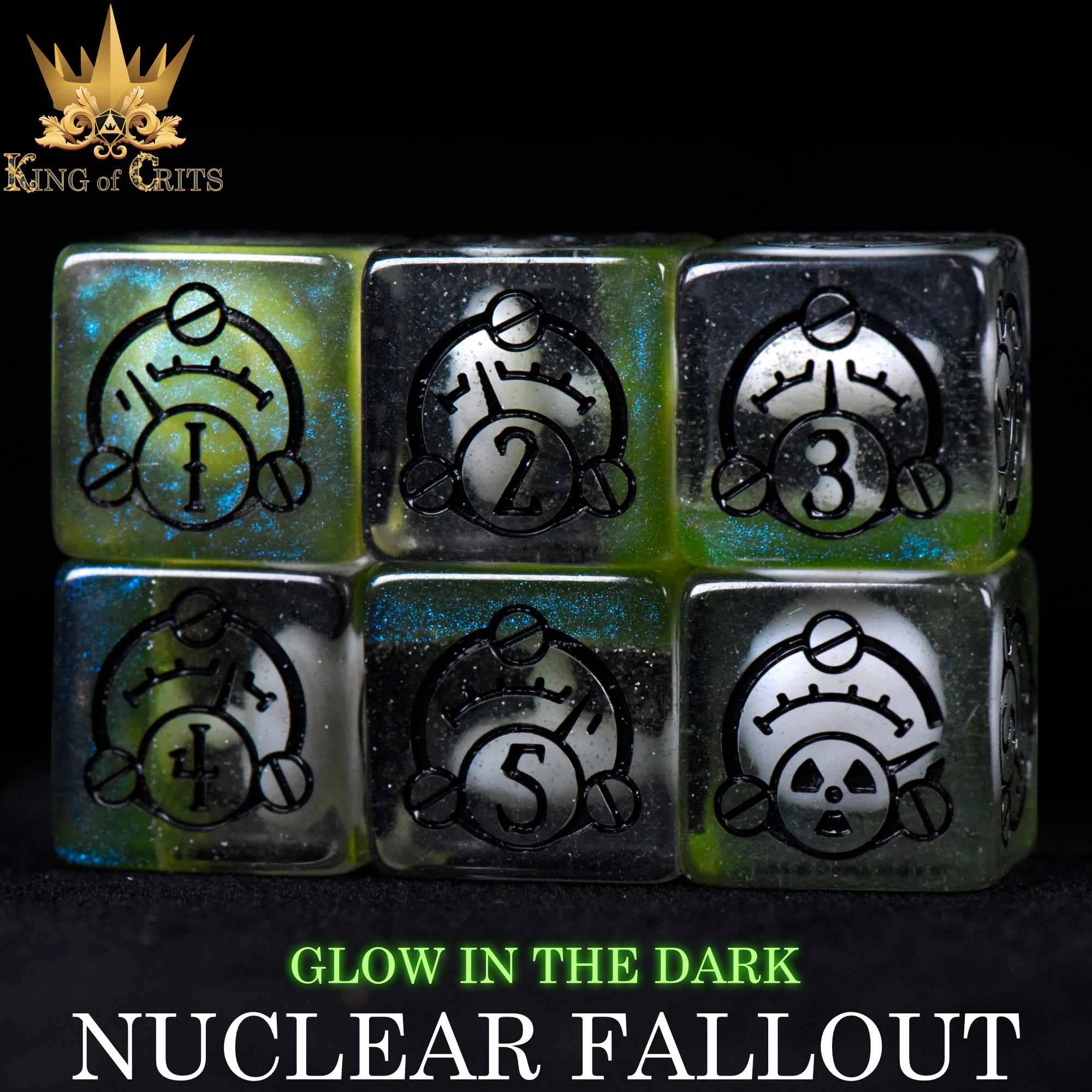 DNDDICE.COM - Nuclear Fallout - 11 Dice Set (Glow)