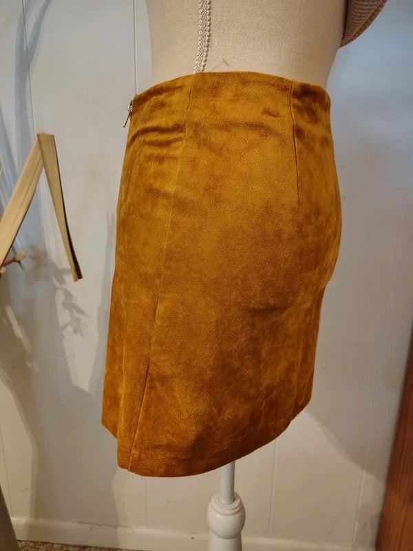 Camel colored Velvety Mini Skirt perfect for Fall