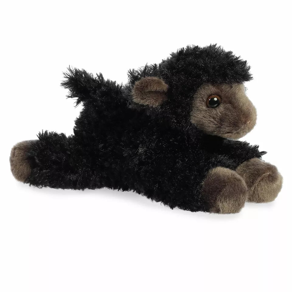 Aurora - Small Black Mini Flopsie - 8" Ebony Lamb - #shop_name Aurora