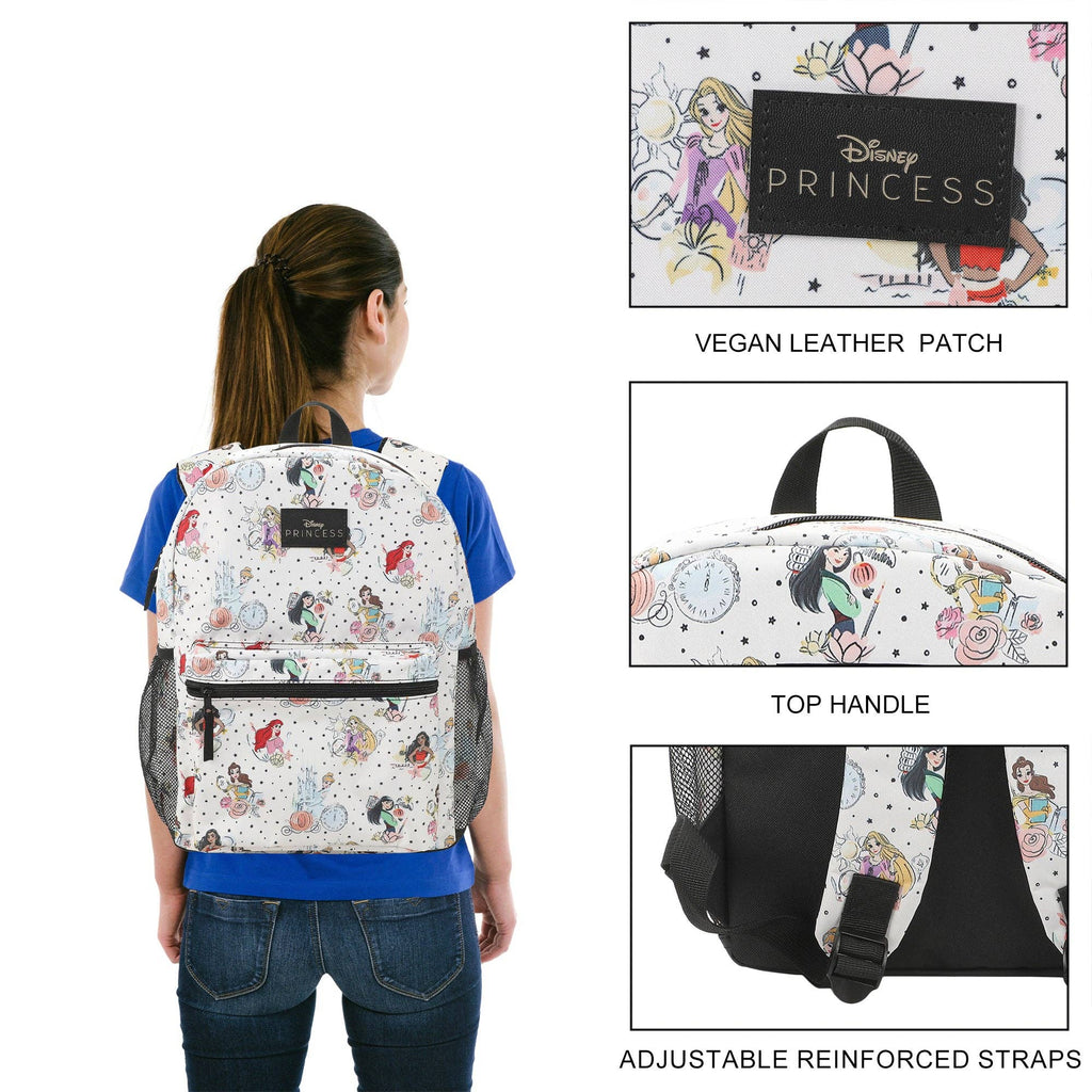 Bioworld Merchandising - Disney Princess Characters All-Over Print 16" White Backpack