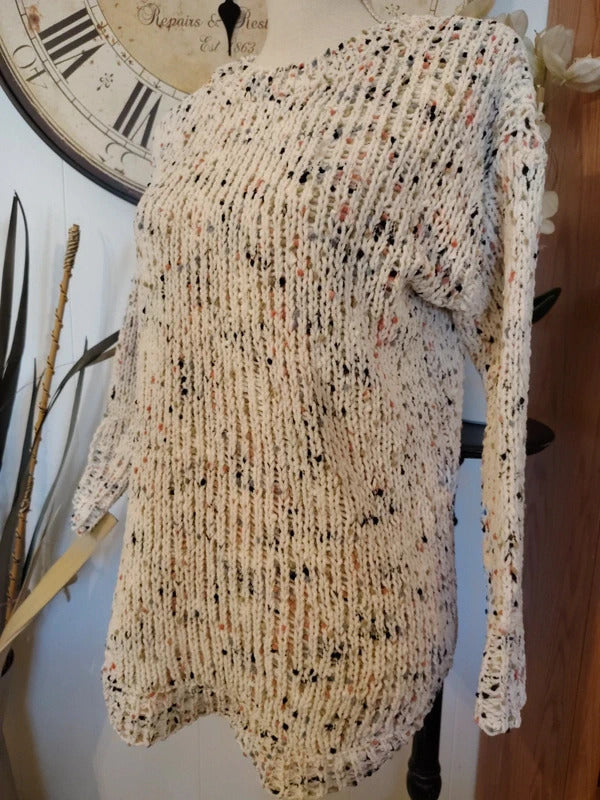 Moon & Madison Speckled Knit Sweater XS Cream Multicolor