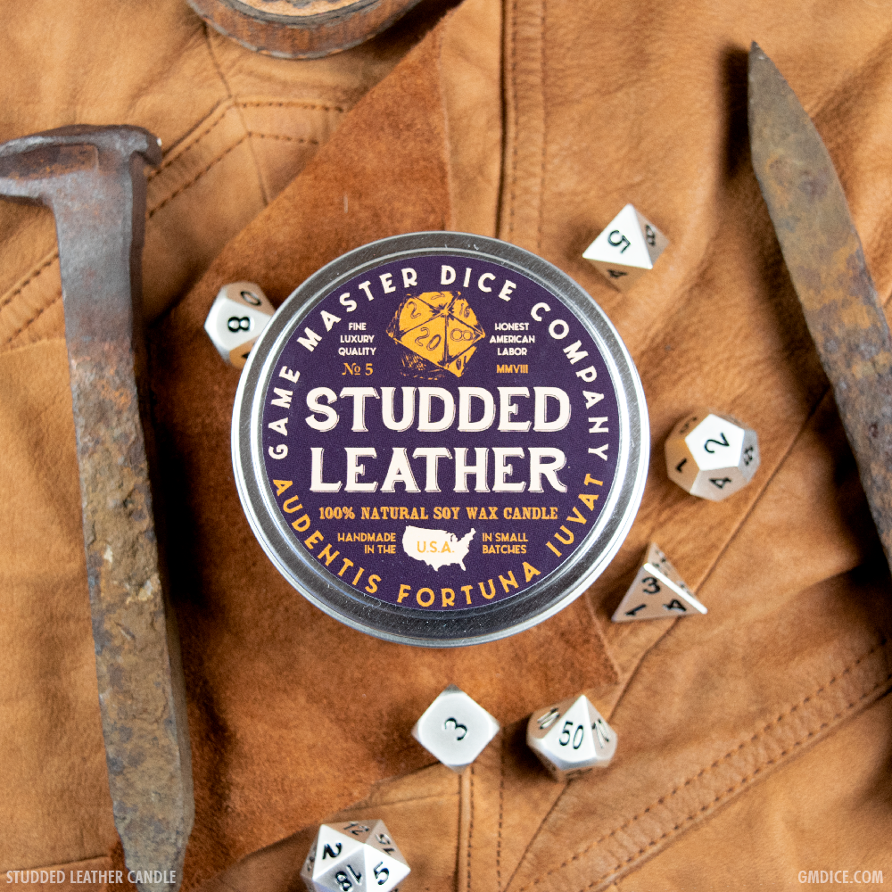 Game Master Dice - Studded Leather Gaming Candle