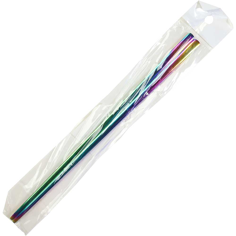Flat Korean Stainless Steel Chopsticks Iridescent Rainbow