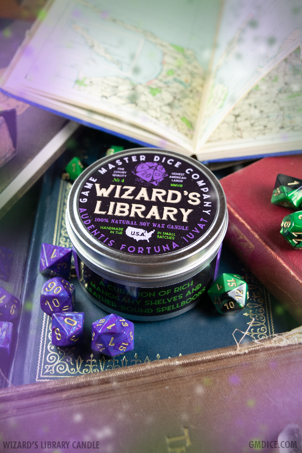 Game Master Dice - Wizard's Library Gaming Candle