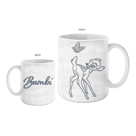 Bambi Butterfly Wax Resist 17.5oz Pottery Ceramic Mug - #shop_name Silver BuffaloGifts