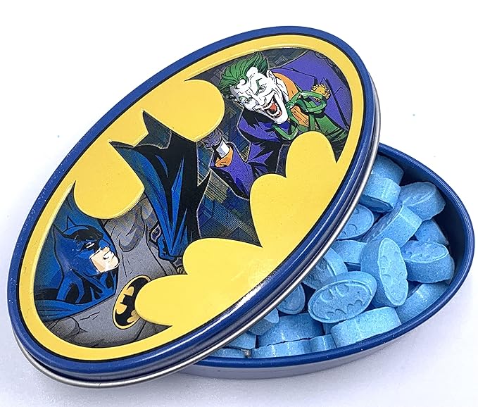 Batman Logo TIN w/Candy Blue Raspberry Sour - #shop_name Boston AmericaCandy