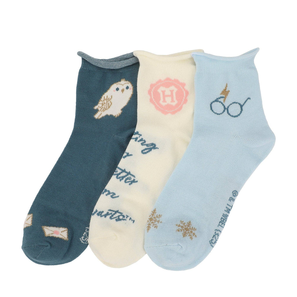 Bioworld Merchandising - Harry Potter Hogwarts Holiday Womens Casual Quarter Crew Socks 3 Pack