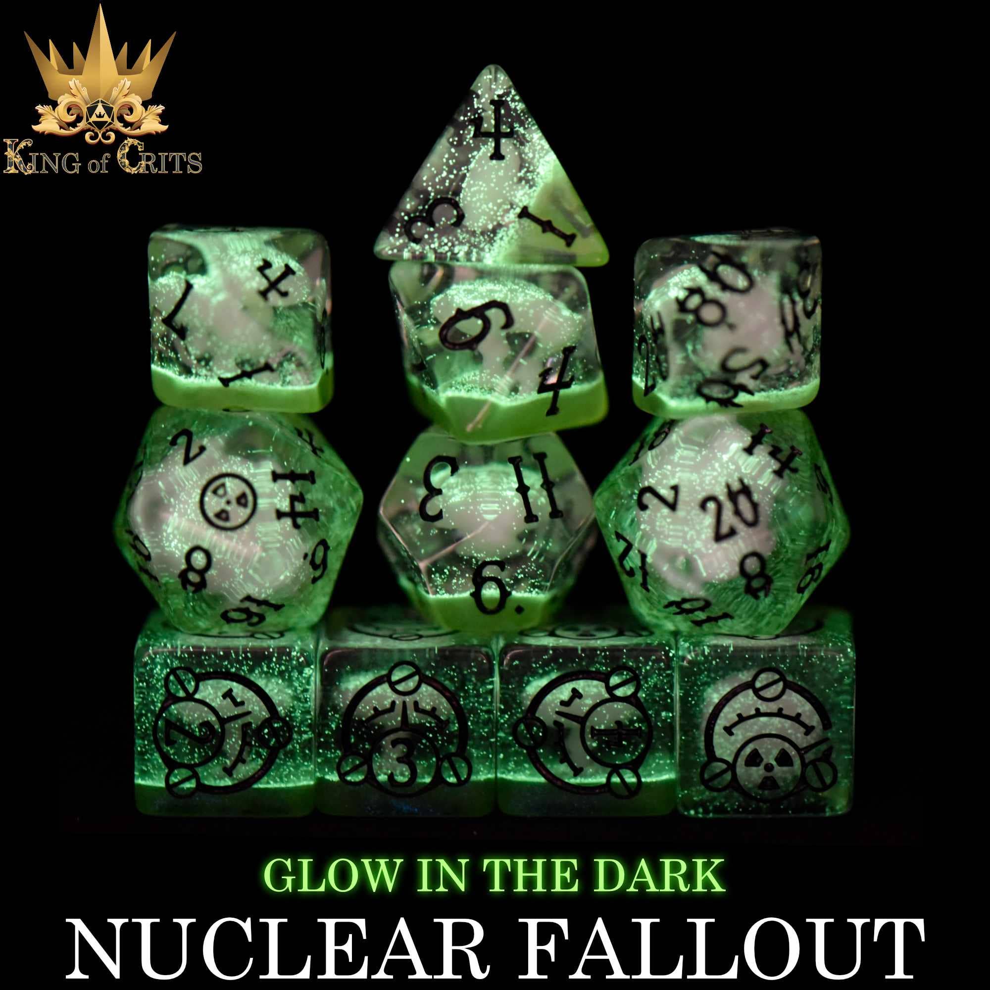DNDDICE.COM - Nuclear Fallout - 11 Dice Set (Glow)