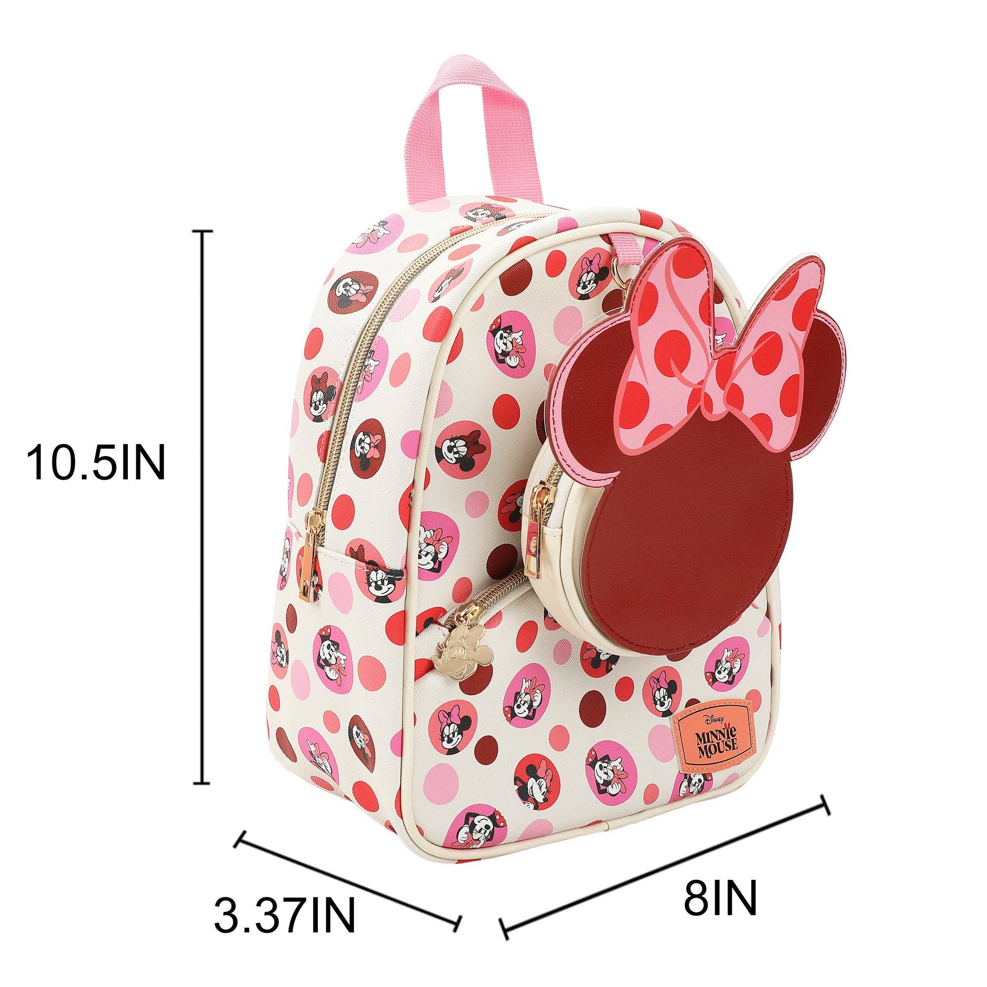 Bioworld Merchandising - Disney Minnie Mouse Ears & Bow White 10.5" Mini PU Backpack for girls