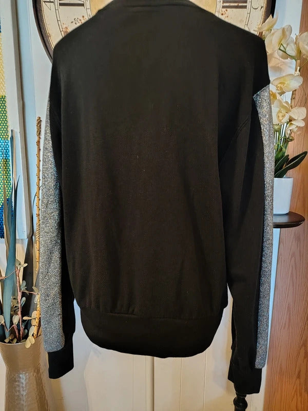 PINK by Victoria's Secret Black Glitter Sweatshirt Size Small