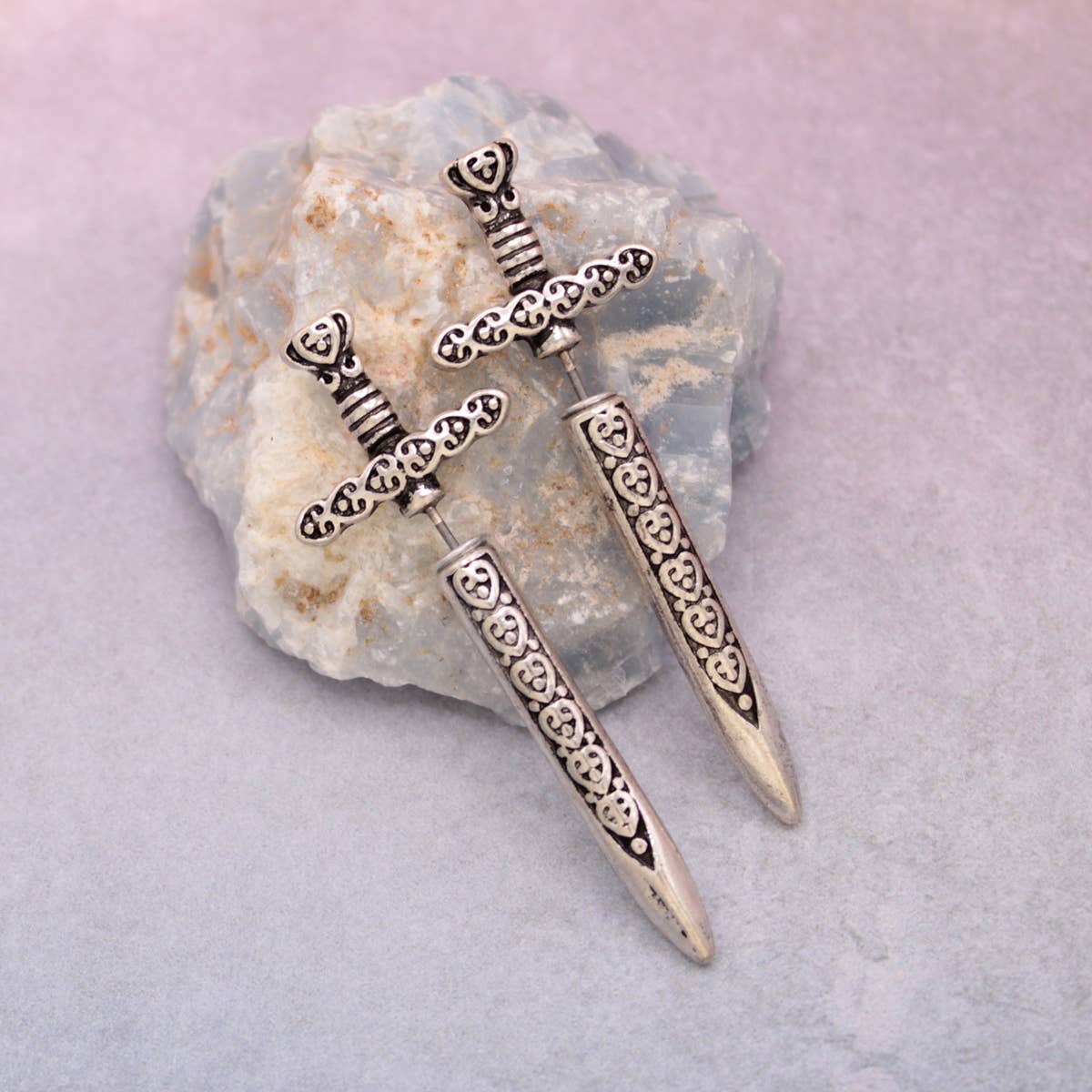 ZAD - Warrior Style Silver Sword Earrings